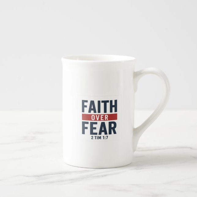 Caneca De Porcelana Faith Over Fear – 2 Timothy 1:7 (Direita)