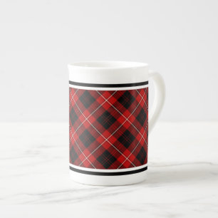 Caneca De Porcelana Família Cunningham Tartan, Xadrez Vermelha e Preta