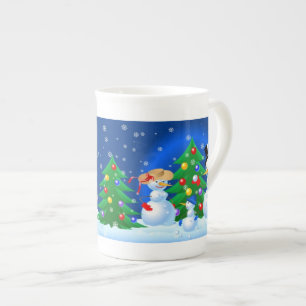 Caneca De Porcelana Família do boneco de neve