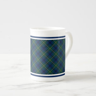 Caneca De Porcelana Família Johnston Tartan Azul Verde e Xadrez Amarel