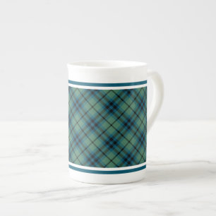 Caneca De Porcelana Família Keith Antiga Tartan Xadrez Verde Claro