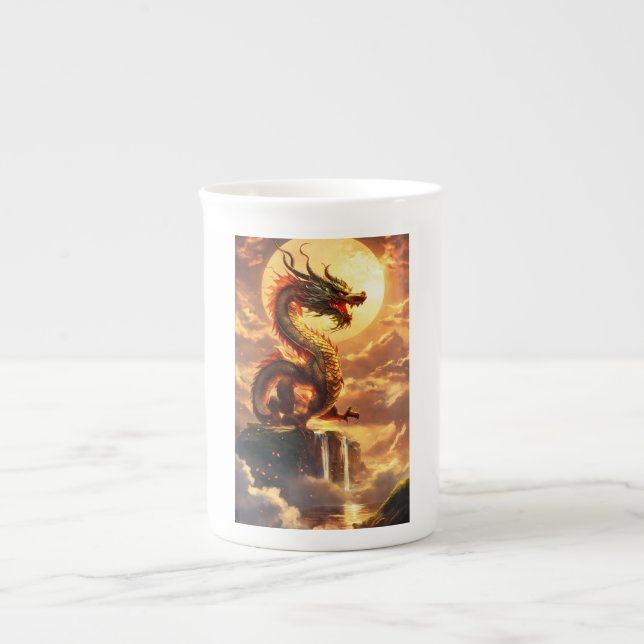 Caneca De Porcelana "Fantasy Dragon Mug - Mythic Creature Cup (Frente)