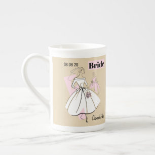 Caneca De Porcelana Fashion Noiva Neutral Noiva Nome da mug Osso China