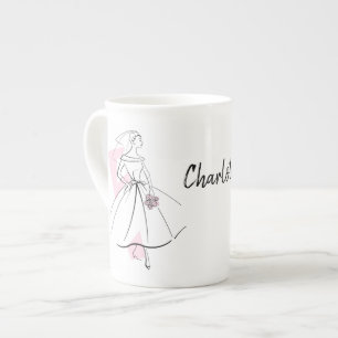 Caneca De Porcelana Fashion Noiva Pink Name mug bone china