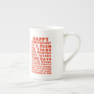 Caneca De Porcelana Feliz 20 Aniversário Para Vocês Dois
