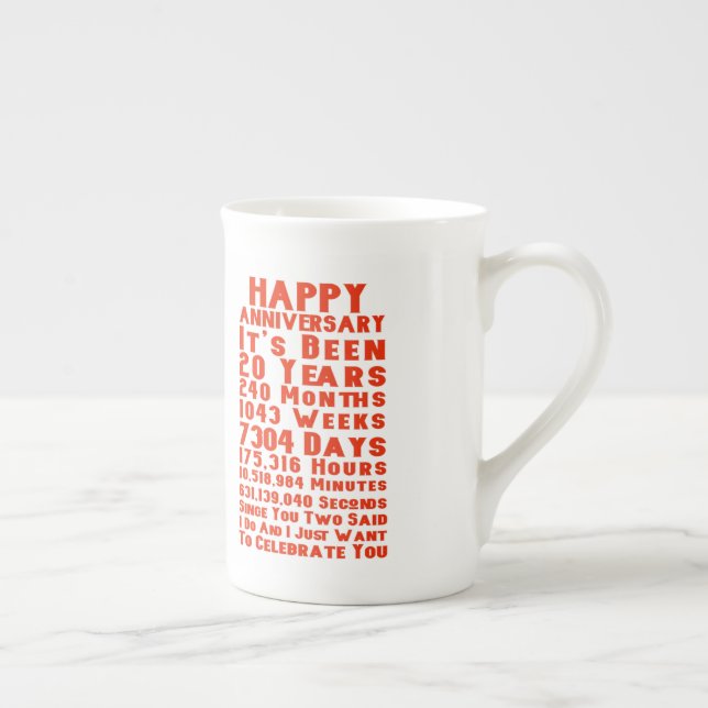 Caneca De Porcelana Feliz 20 Aniversário Para Vocês Dois (Direita)