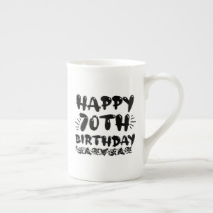 Caneca De Porcelana Feliz aniversário de 70, decorativo e bonito, set
