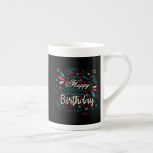 Caneca De Porcelana feliz aniversário decorativo