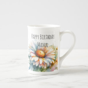 Caneca De Porcelana Feliz Aniversário Mamãe Personalize Floral