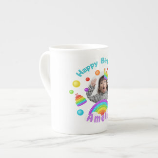 Caneca De Porcelana Feliz Aniversário Nome/ Foto Personalizado no Pop