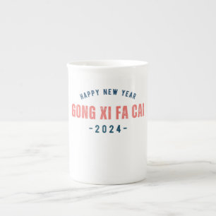 Caneca De Porcelana Feliz ano novo 2024, palavras chinesas