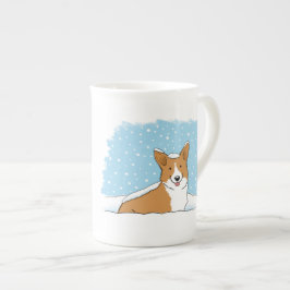 Caneca De Porcelana Feliz Corgi na Neve | Feriado de inverno para cães
