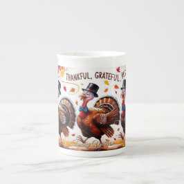 Caneca De Porcelana Feliz Dia de Ação de Graças Feliz, Feliz, Feliz Gr