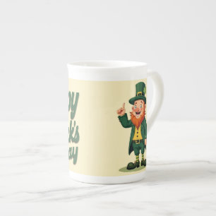 Caneca De Porcelana Feliz Dia de São Patrício Leprechaun Fofo