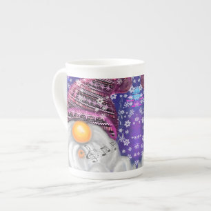 Caneca De Porcelana Feliz Gnomo Em Roxo Que Canta Uma Canção De Nata