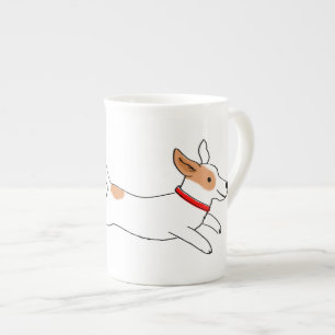 Caneca De Porcelana Feliz Jack Russell Terrier Cão Cartoon Correndo