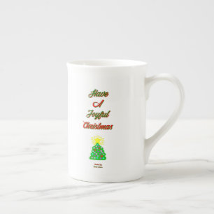 Caneca De Porcelana Feliz Natal Bone China Mug