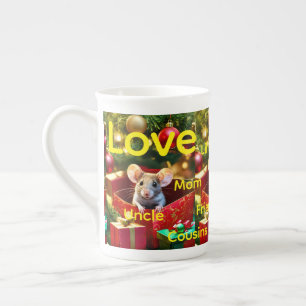Caneca De Porcelana Feliz Natal Família de Ratos Amor Amigos
