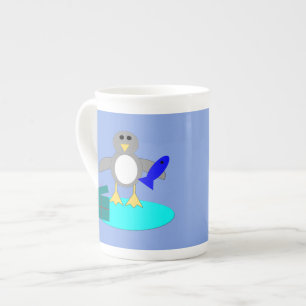 Caneca De Porcelana Feliz Natal Pesca Pinguim Mug