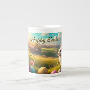 Caneca De Porcelana Feliz Páscoa em uma Paisagem de Primavera