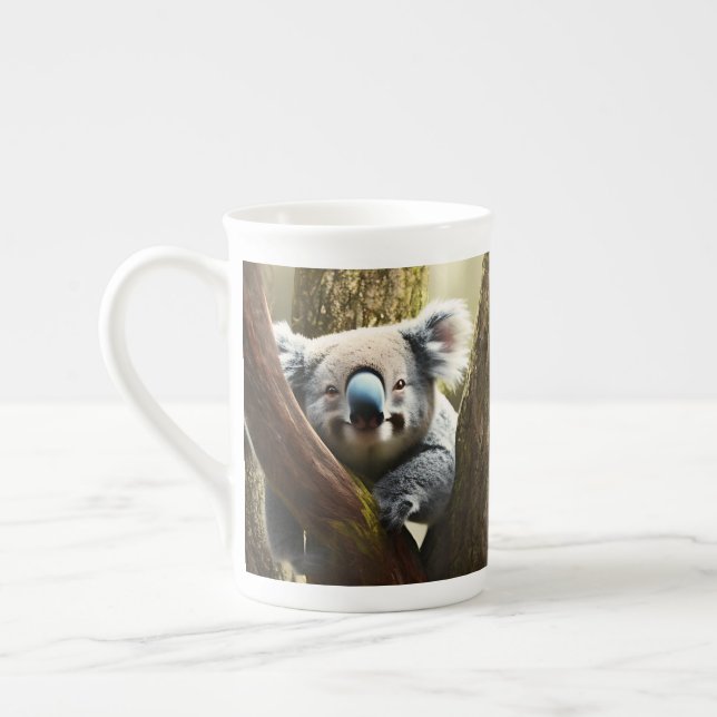 Caneca De Porcelana Feliz Urso Australiano De Koala Em Tree Bone China (Esquerda)