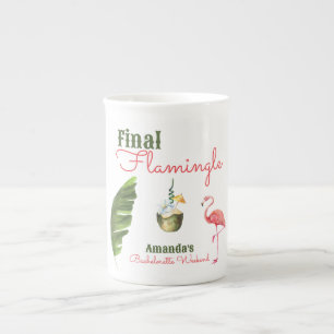Caneca De Porcelana Festa de Despedida de Solteira Last Flamingle Palm