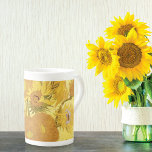 Caneca De Porcelana Fifteen Sunflowers Vincent van Gogh<br><div class="desc">A fine art Bone China Mug with the post-impressionist painting,  Sunflowers (1888) by Vincent Van Gogh (1853-1890). Fifteen sunflowers in a vase against a golden background. One of Van Gogh's many paintings of sunflowers.</div>