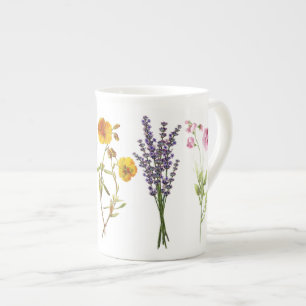 Caneca de Porcelana Fina - Flores Silvestres