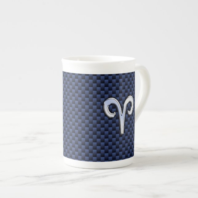 Caneca De Porcelana Fios de Prata - Símbolo Zodíaco - Impressão de Fib (Frente Esquerda)