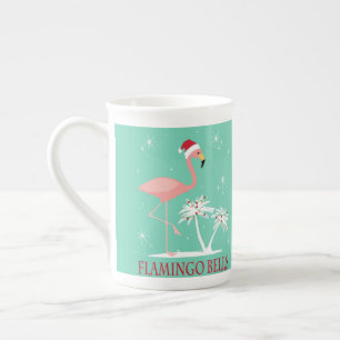 CANECA DE PORCELANA FLAMINGO RETRO DO NATAL DO VINTAGE MODERNO