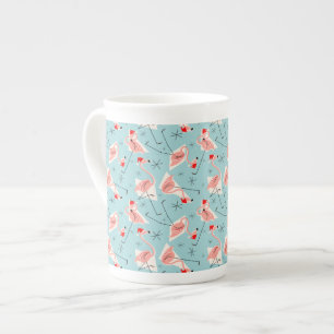 Caneca De Porcelana Flamingo Santas Blue Multi-bone china