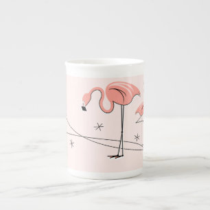Caneca De Porcelana Flamingos cor-de-rosa Trio 3 mugem de porcelana ós