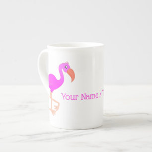 Caneca De Porcelana Flamingos Felizes E Bonitos - Seu Nome / Texto / C