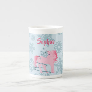Caneca De Porcelana Flocos de Neve Frio de Natal Bonito Unicórnio Cri