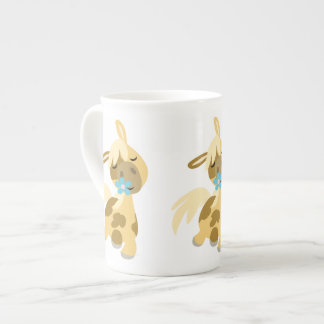 Caneca De Porcelana Flor Azul e Pedra de Cartoon Bronca China Mug