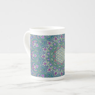 Caneca De Porcelana Flor Da Vida - Estilo De Mandala Índia 1