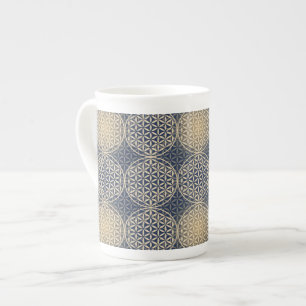 Caneca De Porcelana Flor da vida - padrão do selo - areia azul