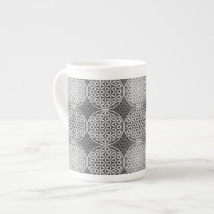 Caneca De Porcelana Flor da vida - padrão do selo - cinzas
