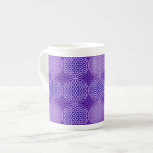 Caneca De Porcelana Flor da vida - padrão do selo - roxo