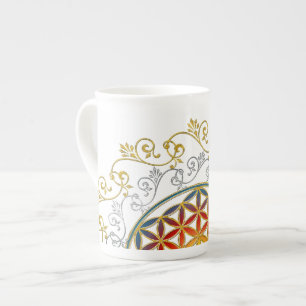 Caneca De Porcelana Flor Da Vida - Vintage Ornament Mandala 1