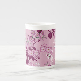 Caneca De Porcelana Flor de Cerejeira Rosa - Presente Floral de Noiva