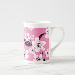 CANECA DE PORCELANA FLOR DE CEREJEIRA - SAKURA (ROSA CLARO)