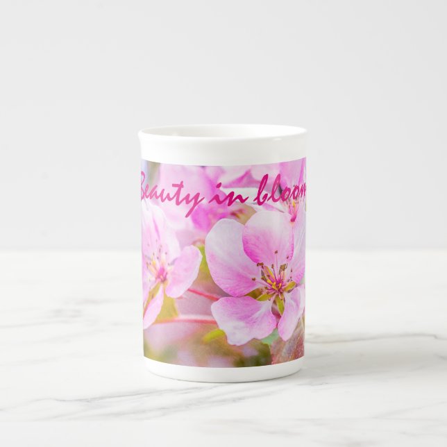 Caneca De Porcelana Flor de Maçã Rosa (Frente)