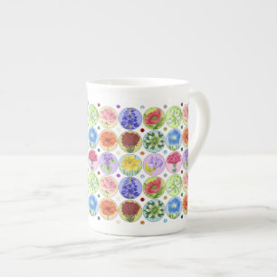 Caneca De Porcelana Flor de Nascimento e Osso Gem China Mug