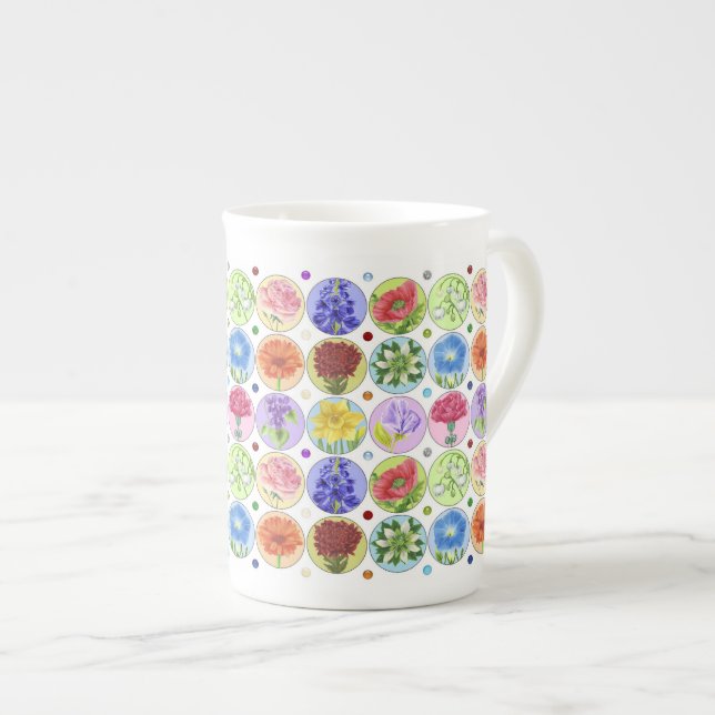 Caneca De Porcelana Flor de Nascimento e Osso Gem China Mug (Frente Esquerda)