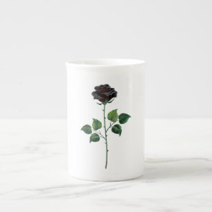 Caneca De Porcelana Flor de rosa preta