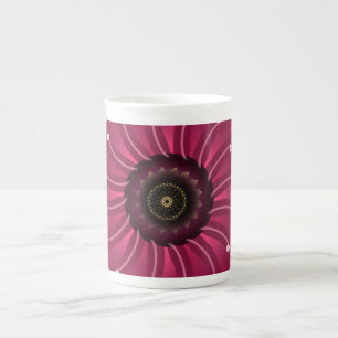 Caneca De Porcelana Flor Fantasia Rosa Brilhante   Floral Neon Abstrat