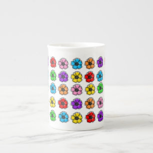 Caneca De Porcelana Flor Floral Doodle Line Art Watercolor Abstrato