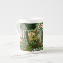 Caneca De Porcelana Flor Orquídea Sobre Nuvem Verde