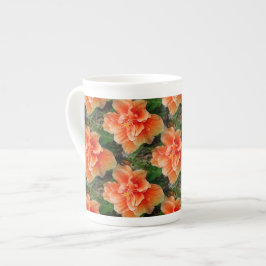 Caneca De Porcelana Flor tropical do hibiscus do abricó